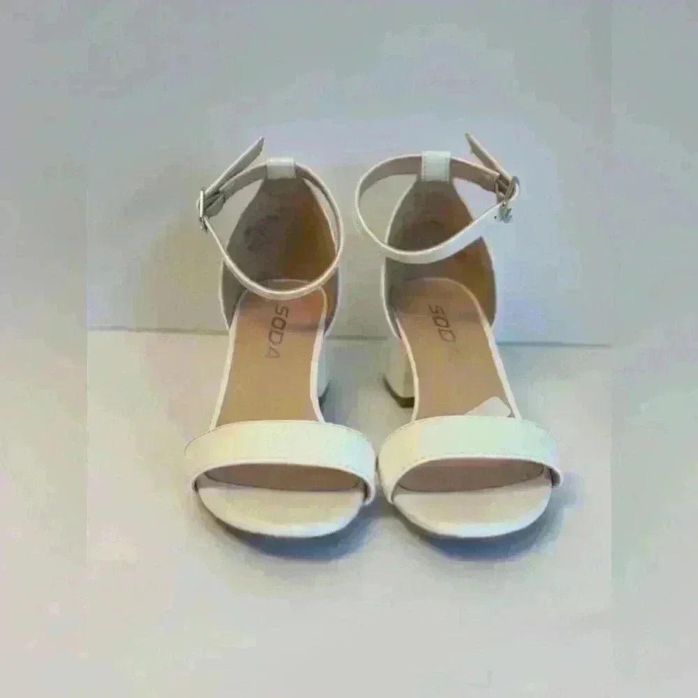 SODA WHITE ANKLE STRAP SANDALS SIZE 13